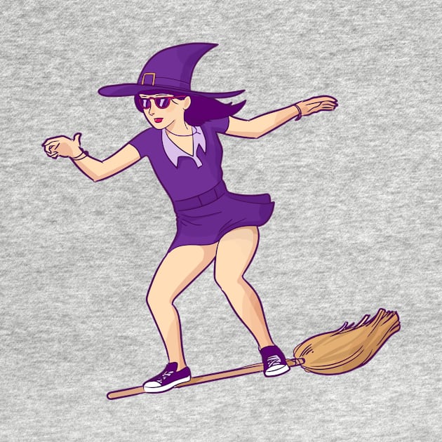 Cool Witch Surfing on a Broomstick by SLAG_Creative